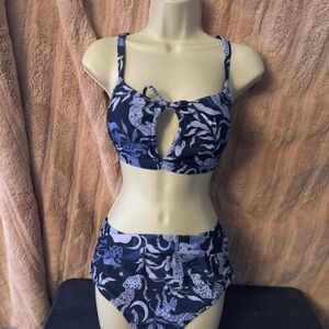 Cupshe Blue and Black Patterned Bikini